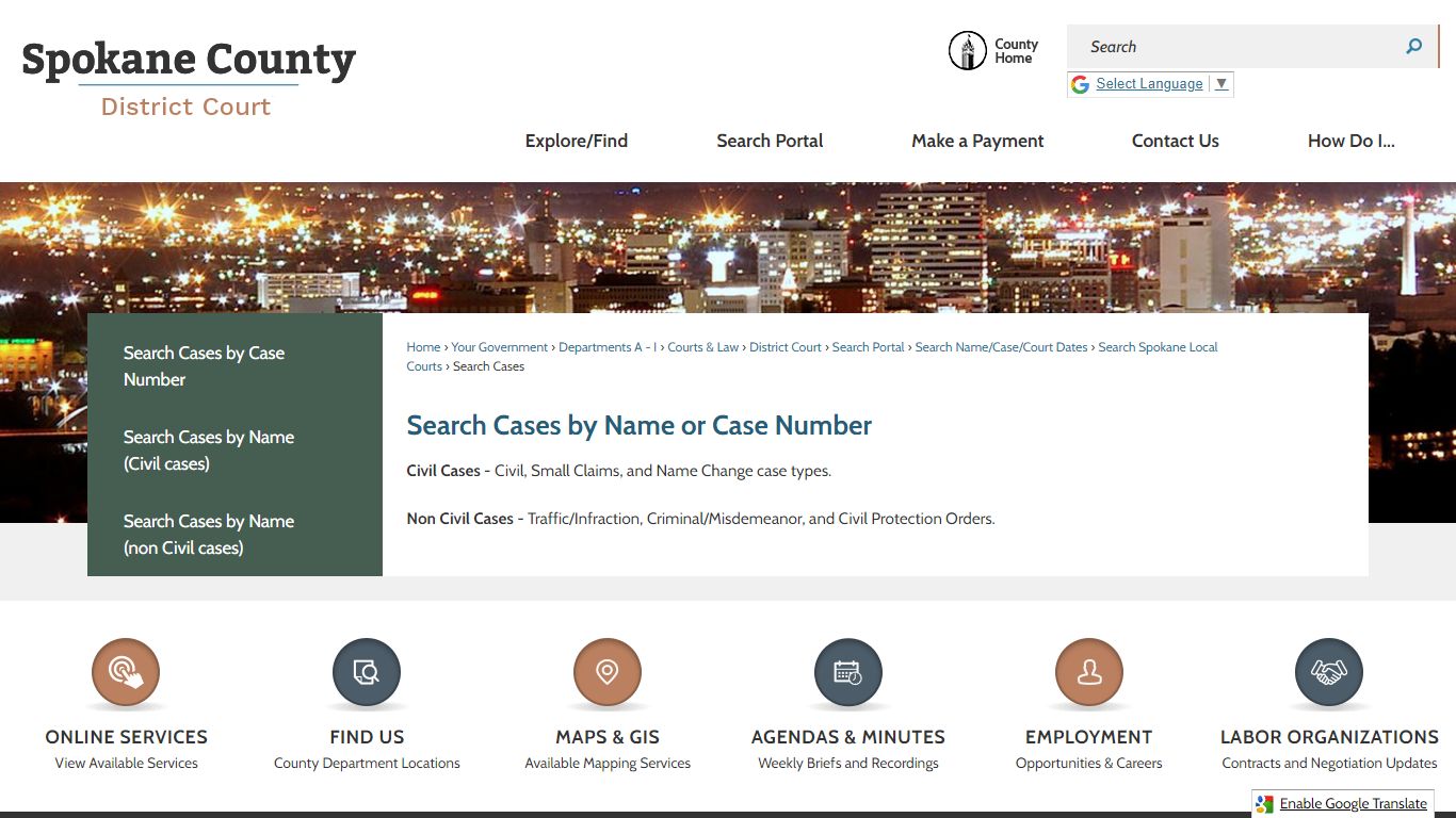 Search Cases by Name or Case Number | Spokane County, WA